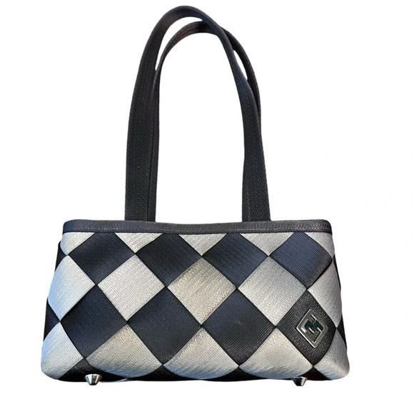 Maggie Bags Handbags - Maggie Bags Black Grey Seatbelt Shoulder Bag